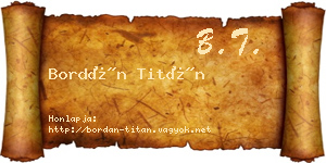 Bordán Titán névjegykártya